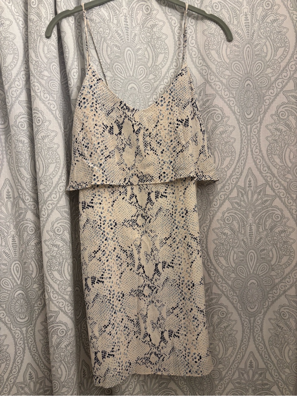 Rory Beca Cream Snake-Print Silk  Mini Dress